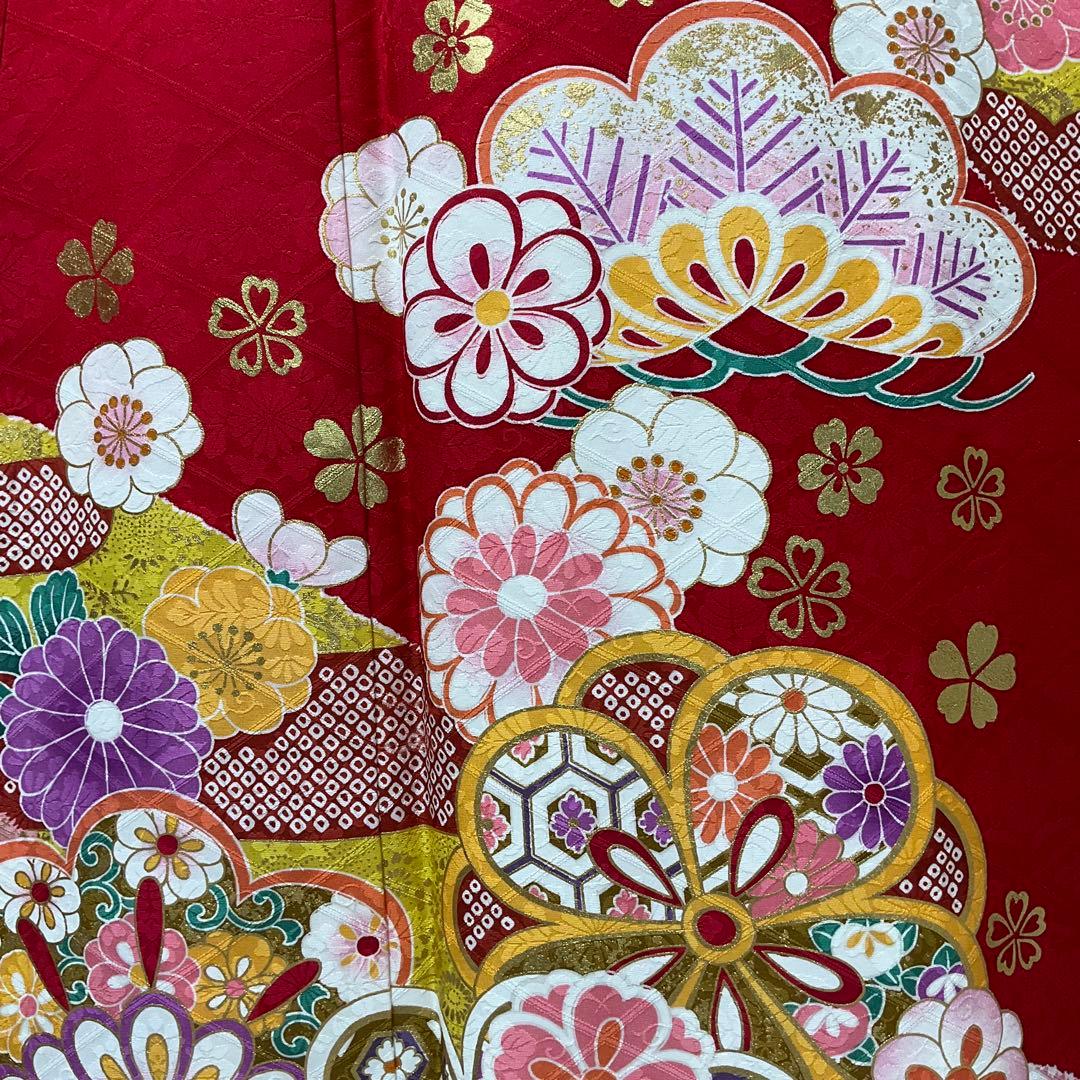 ※C31正絹　振袖　金駒刺繍　金箔　トールサイズ　極美品　着物