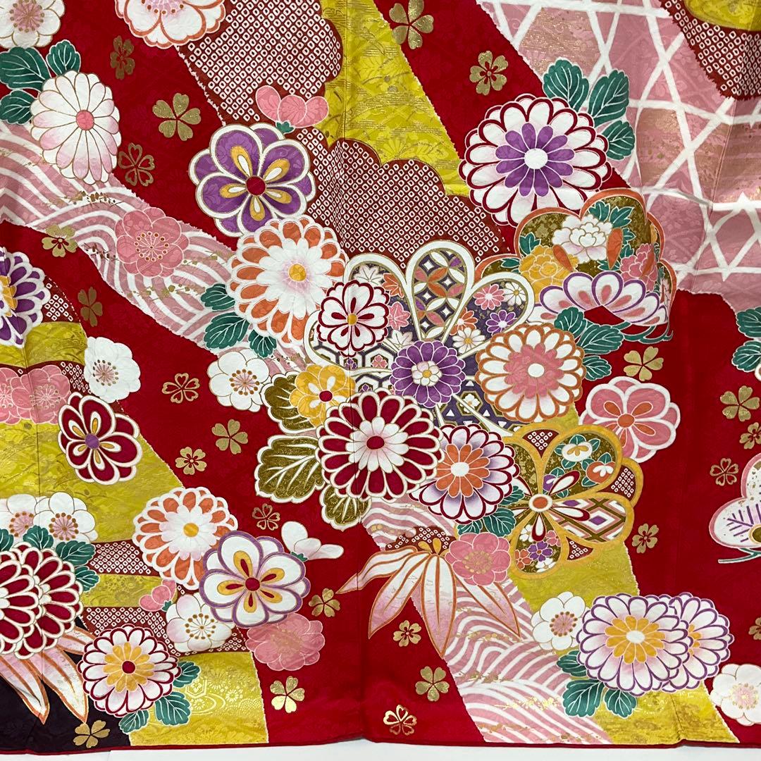 ※C31正絹　振袖　金駒刺繍　金箔　トールサイズ　極美品　着物