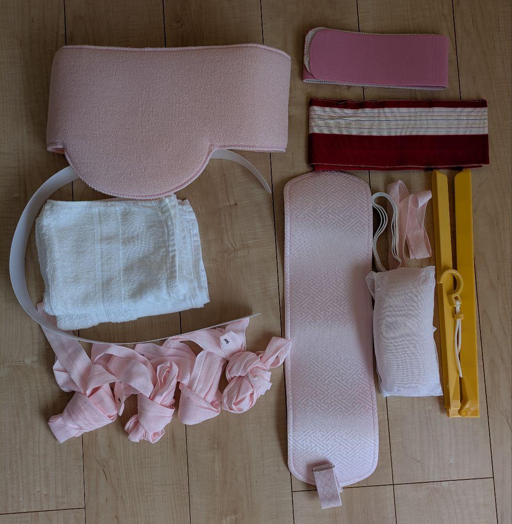 華やかでかわいい花柄 クリームピンクの振袖と小物フルセット バック 草履 髪飾り