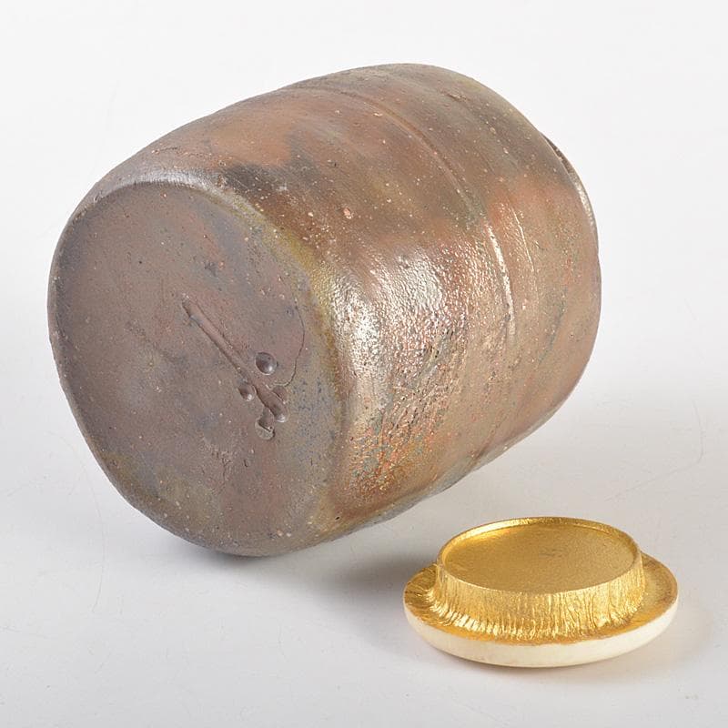 茶道具　備前焼　堀江祥山作　茶入　仕覆付　共箱　V　6684