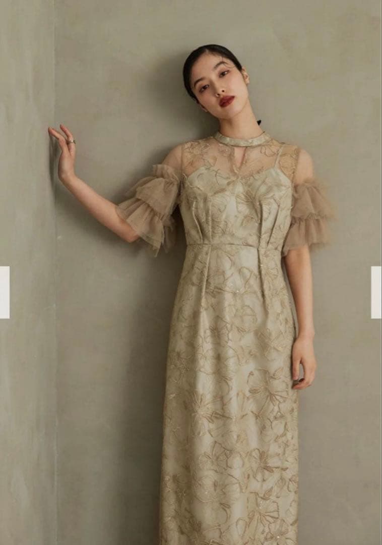 【ANDRESD, niana】スパンコール刺繍レースドレス S