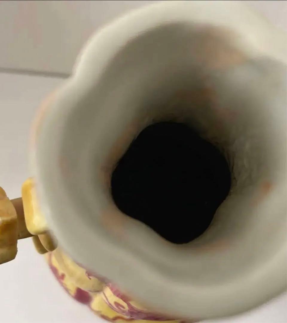 中国 骨董品 【大明成化年製 】黄交趾 龍鳳文 吉祥如意耳 壺