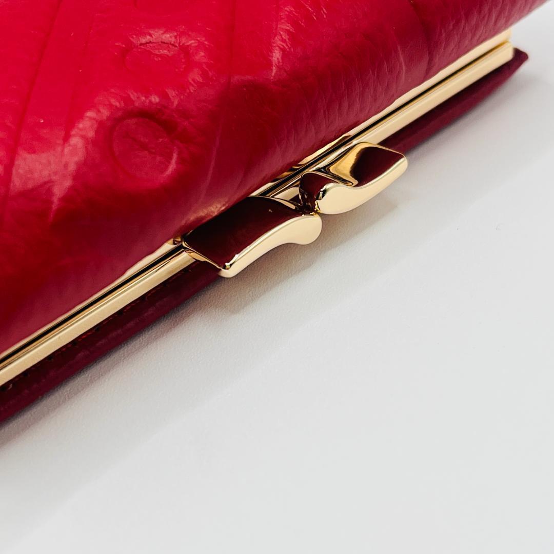 Vivienne Westwood 特価 がま口 型押し定番 折財布 赤レッド