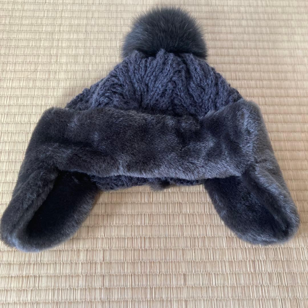 CA4LA ダークグレー 耳当てつきニット帽