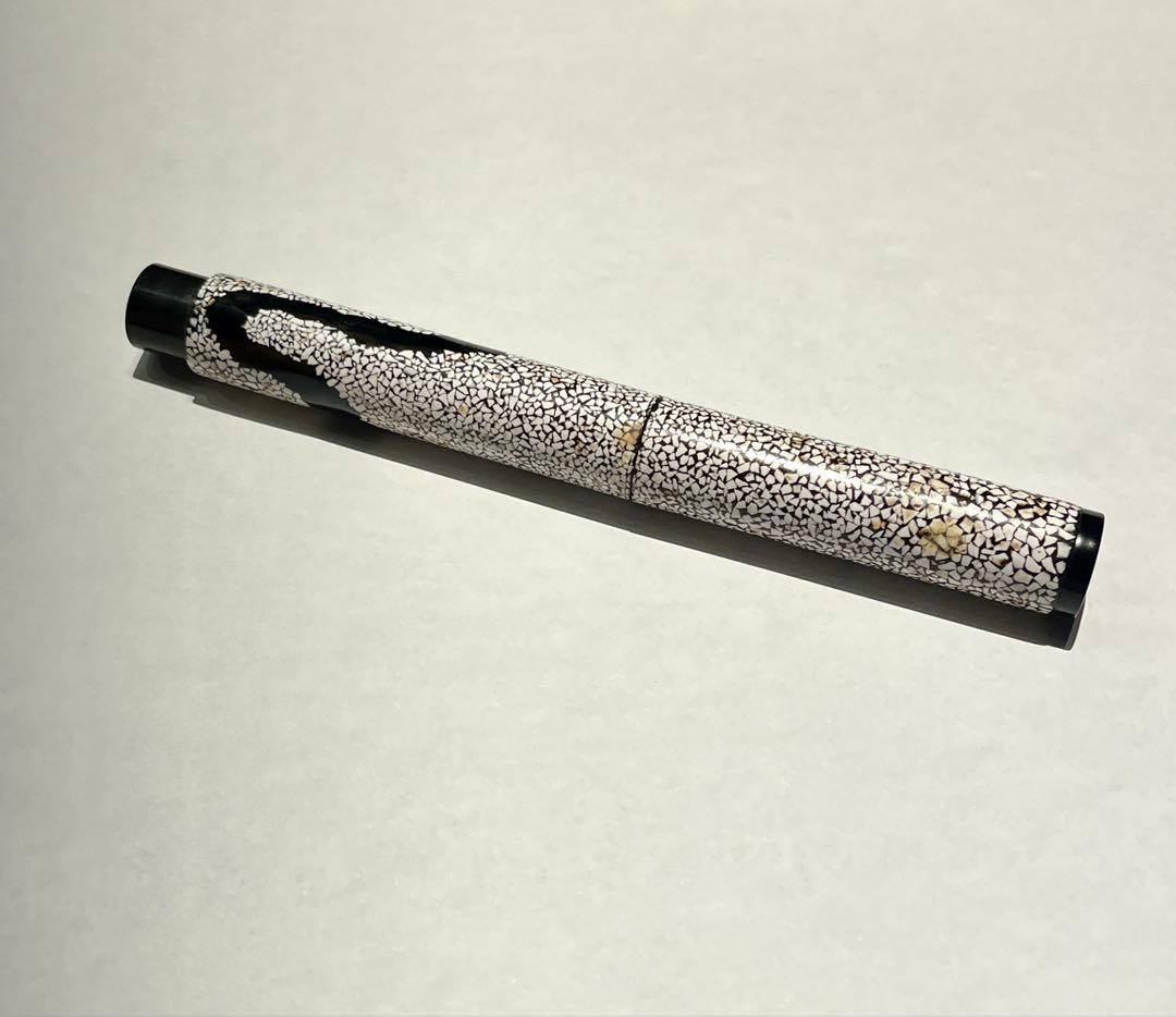 万年筆　大橋堂　植原栄一　　卵殻変わり塗り　エボナイト　ペン先21K 漆