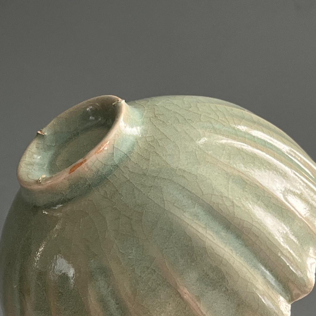 唐物 青磁稜花盃 氷裂紋 中国美術 古玩 SN75