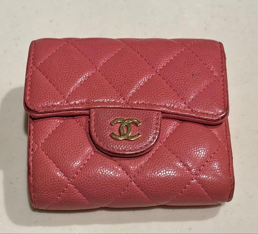 CHANEL CHANEL 3つ折り財布　ピンク