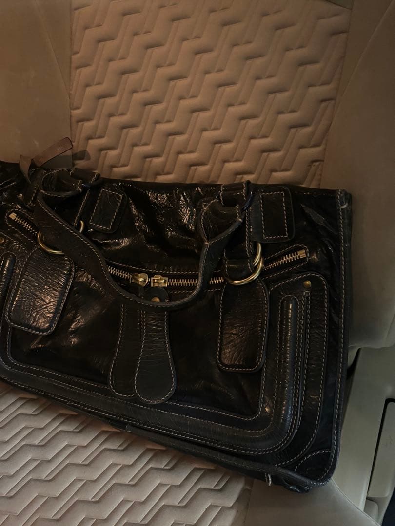 クロエ　黒レザーハンドバッグ