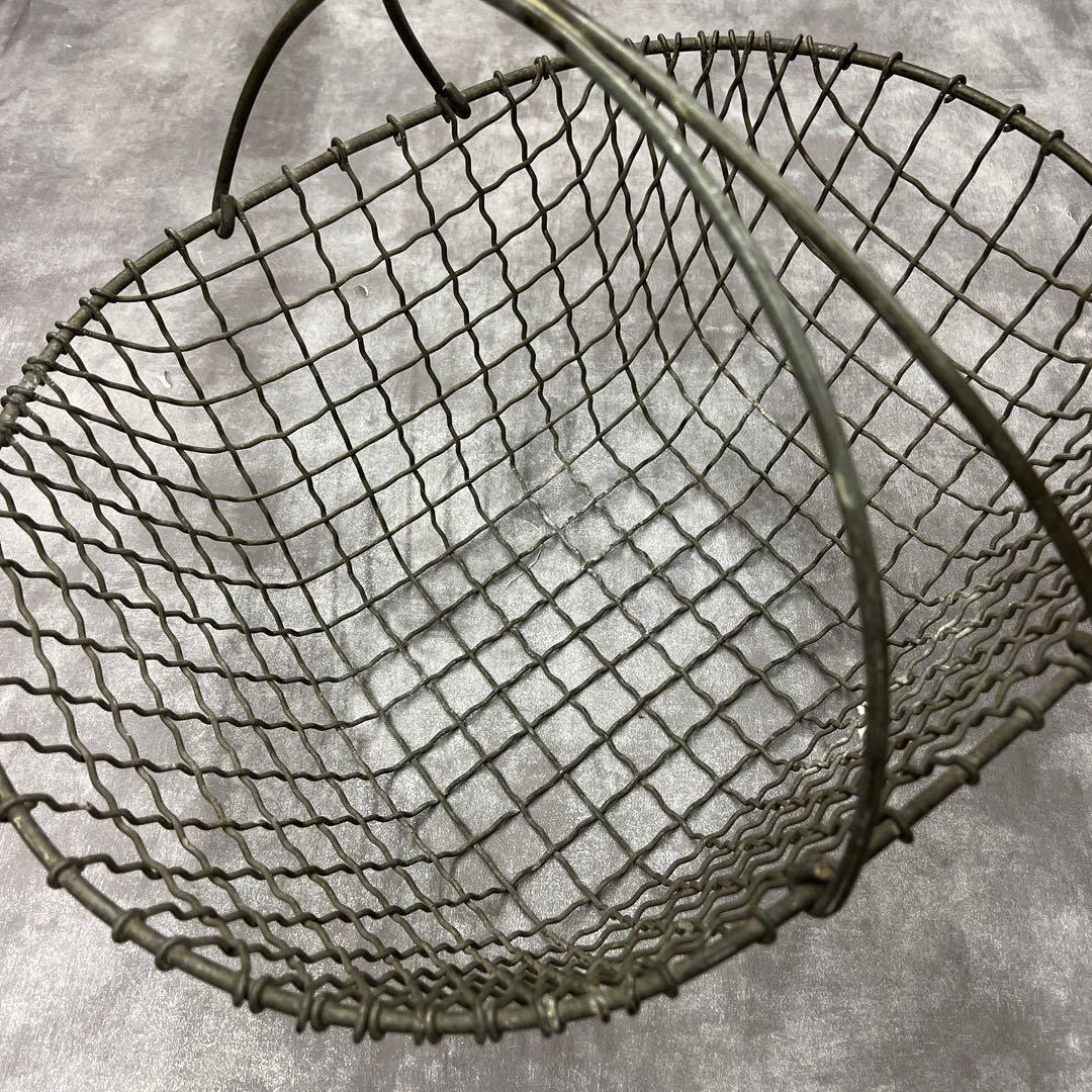 フランス　アンティーク　ワイヤーバスケット　アイアン　シャビーシック