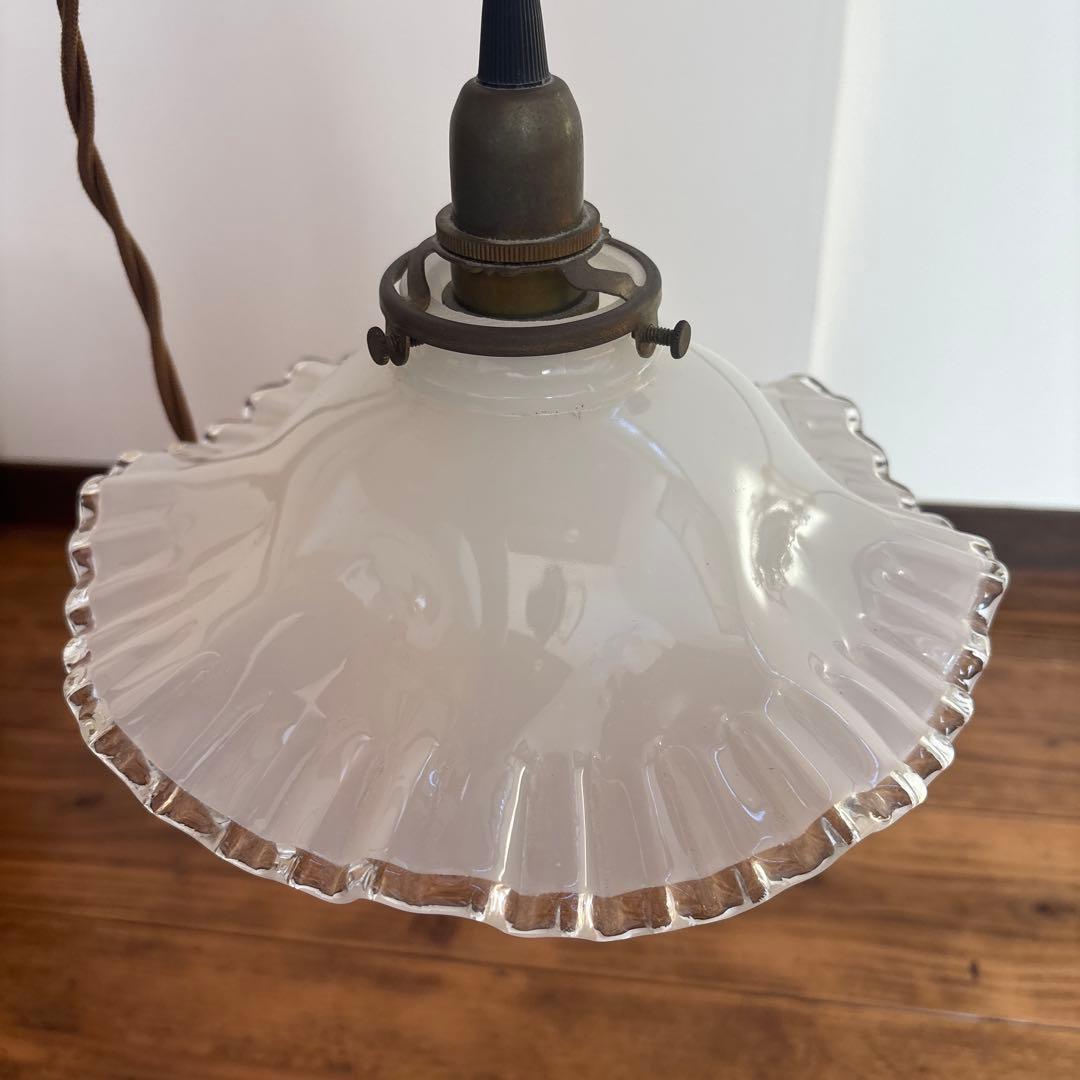 ミルクガラス ペンダントライト アンティーク レトロ照明