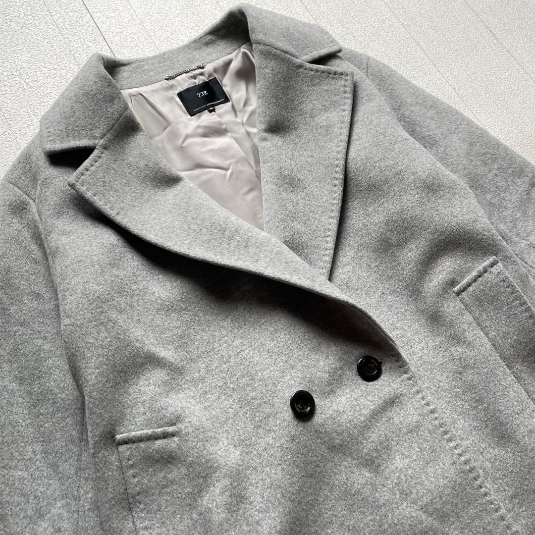 23区　ウールアンゴラビーバーチェスターコートライトグレー　46