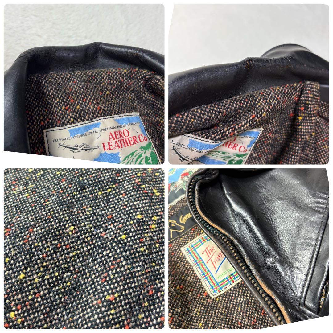 馬革 SIZE42 AERO LEATHER Co ライダースジャケット 茶芯