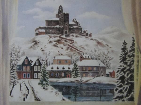 岡鹿之助、雪の街、希少な画集より、新品高級額・額装付、状態良好