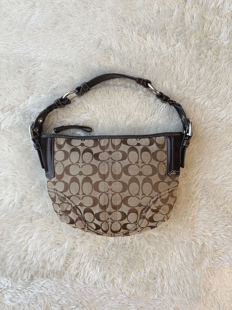 美品 COACH コーチ ワンショルダー バッグ シグネチャー ブラウン系