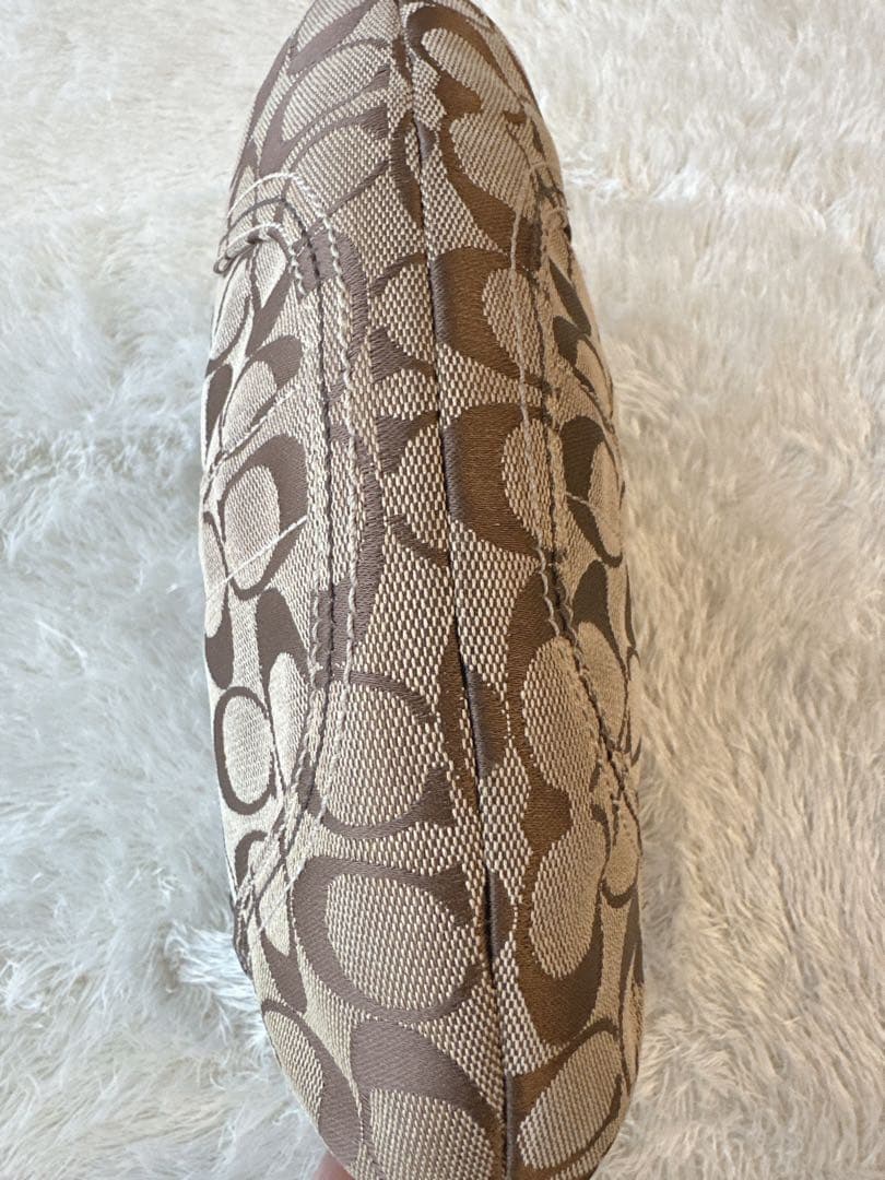 美品 COACH コーチ ワンショルダー バッグ シグネチャー ブラウン系