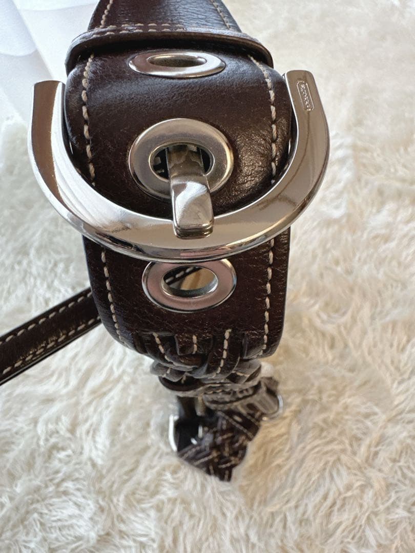 美品 COACH コーチ ワンショルダー バッグ シグネチャー ブラウン系