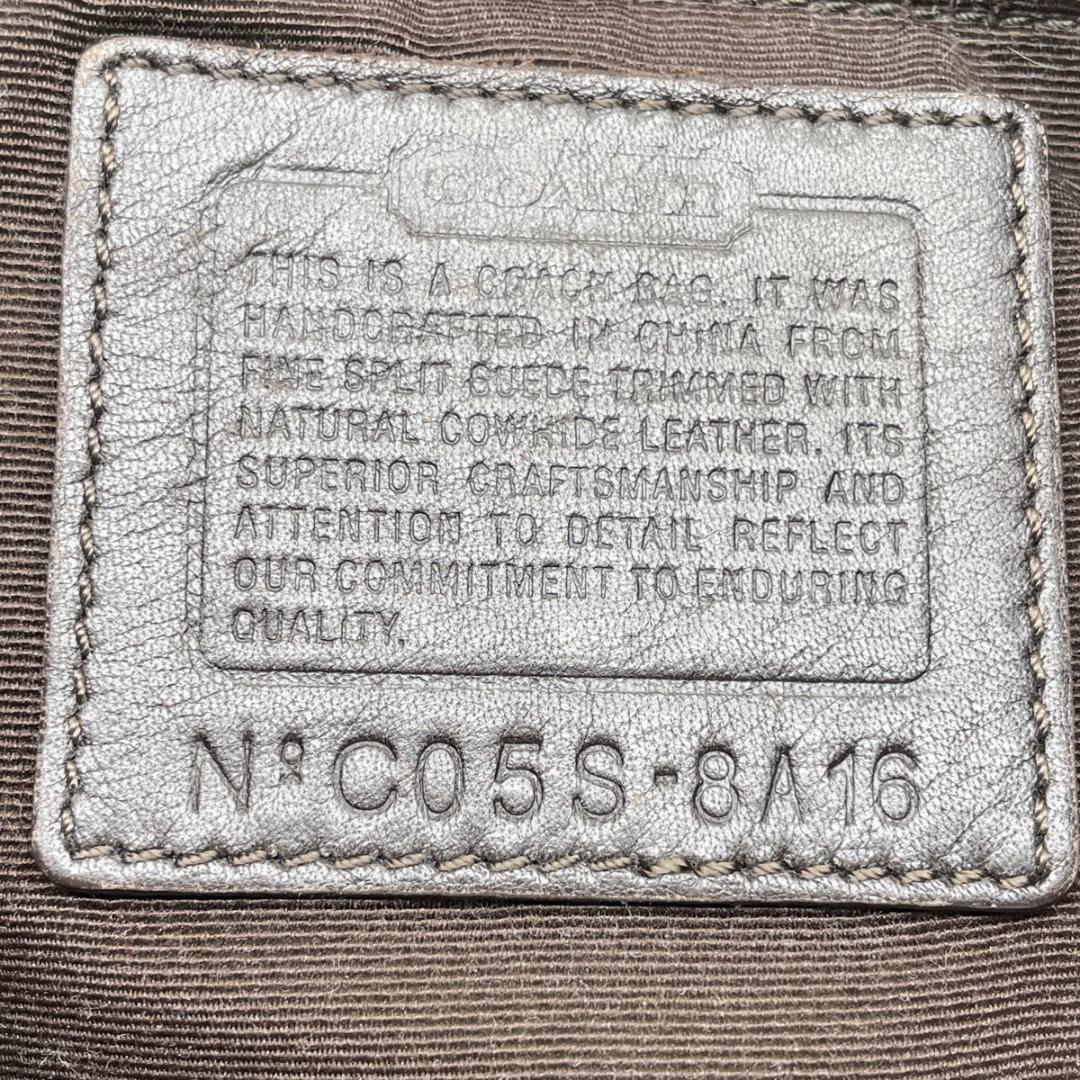 コーチ ホーボー ワンショルダーバッグ ハーフムーン スエード レザー ブラウン