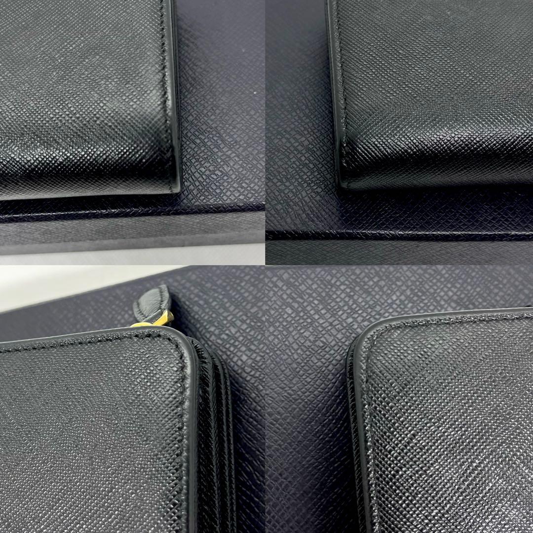 極美品/現行モデル✨プラダ 二つ折り財布 メタルロゴ サフィアーノ ブラック