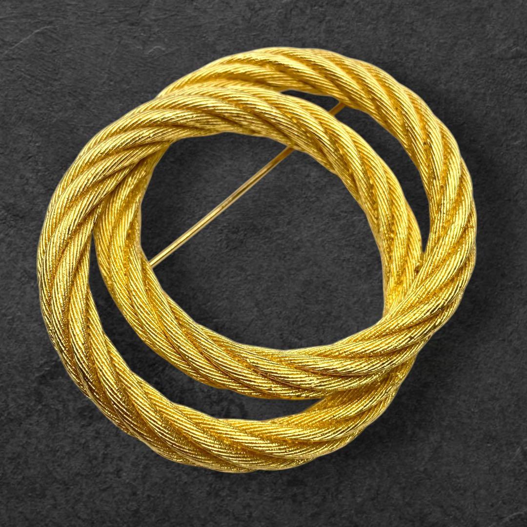 Dior ヴィンテージ ゴールド ツイストロープ ブローチ 183