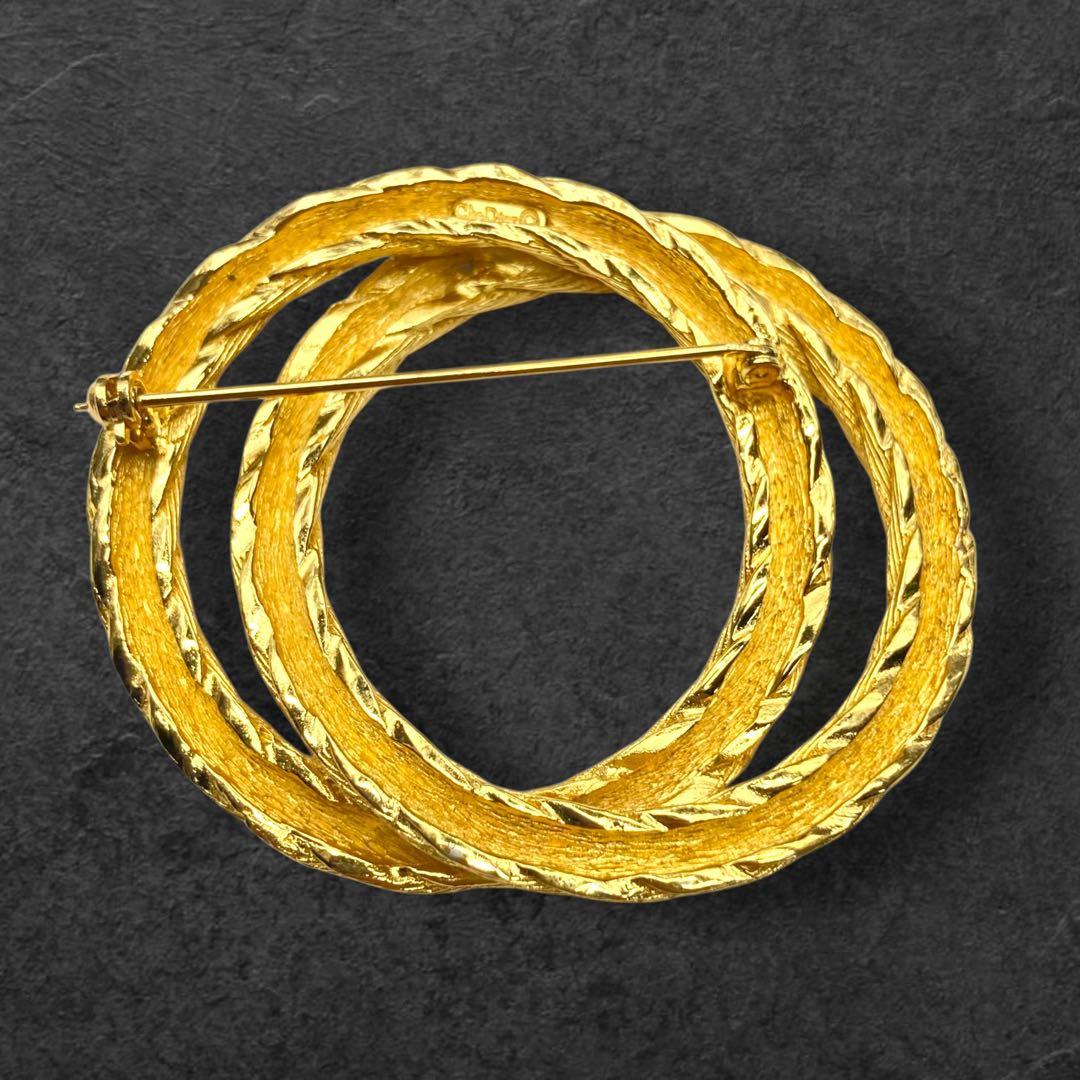 Dior ヴィンテージ ゴールド ツイストロープ ブローチ 183