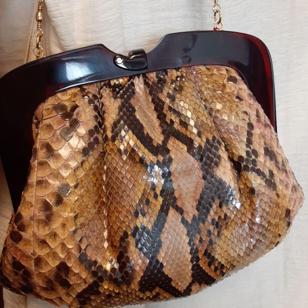【新品未使用】ヘビ革 クラッチバッグ スネークパターン