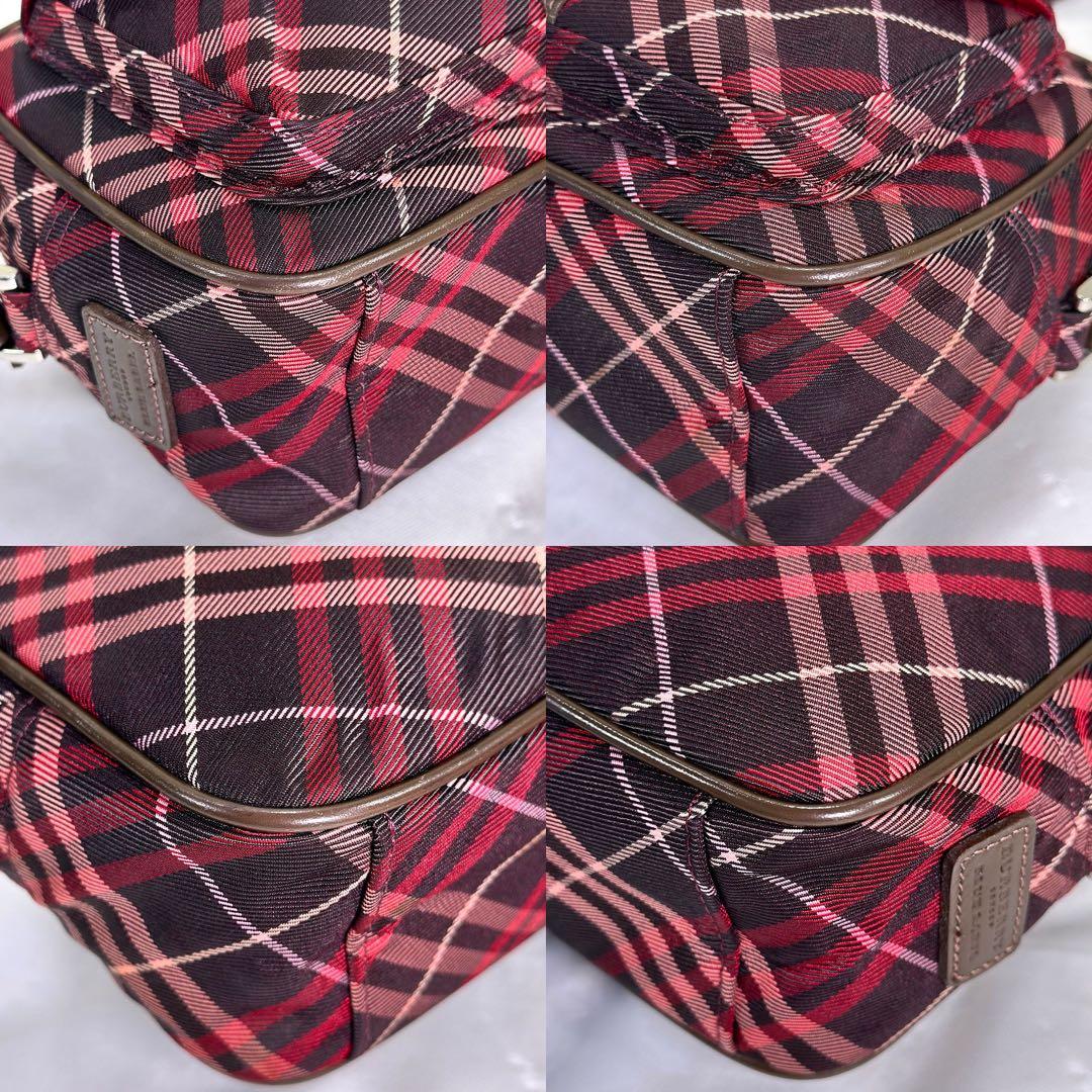 【極美品】バーバリーロンドンブルーレーベル ショルダーバッグ ノバチェック 赤