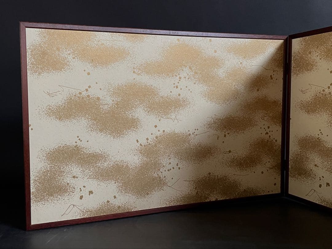 「母」 金彩霞 鳥の子 両面使い 風炉先屏風 紙箱 茶道具 （115①）