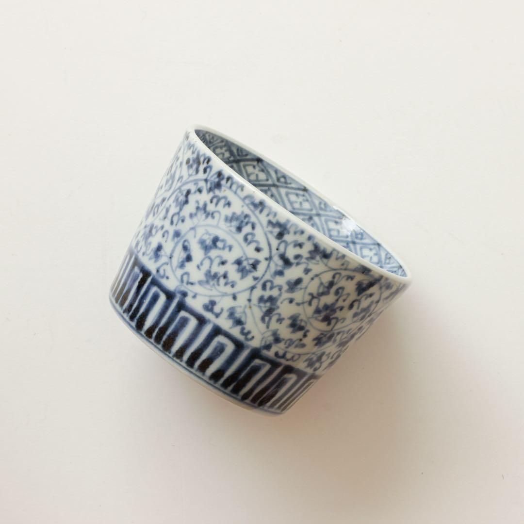 伊万里　古伊万里　江戸　後期　蕎麦猪口　萩唐草　蛇の目　高台