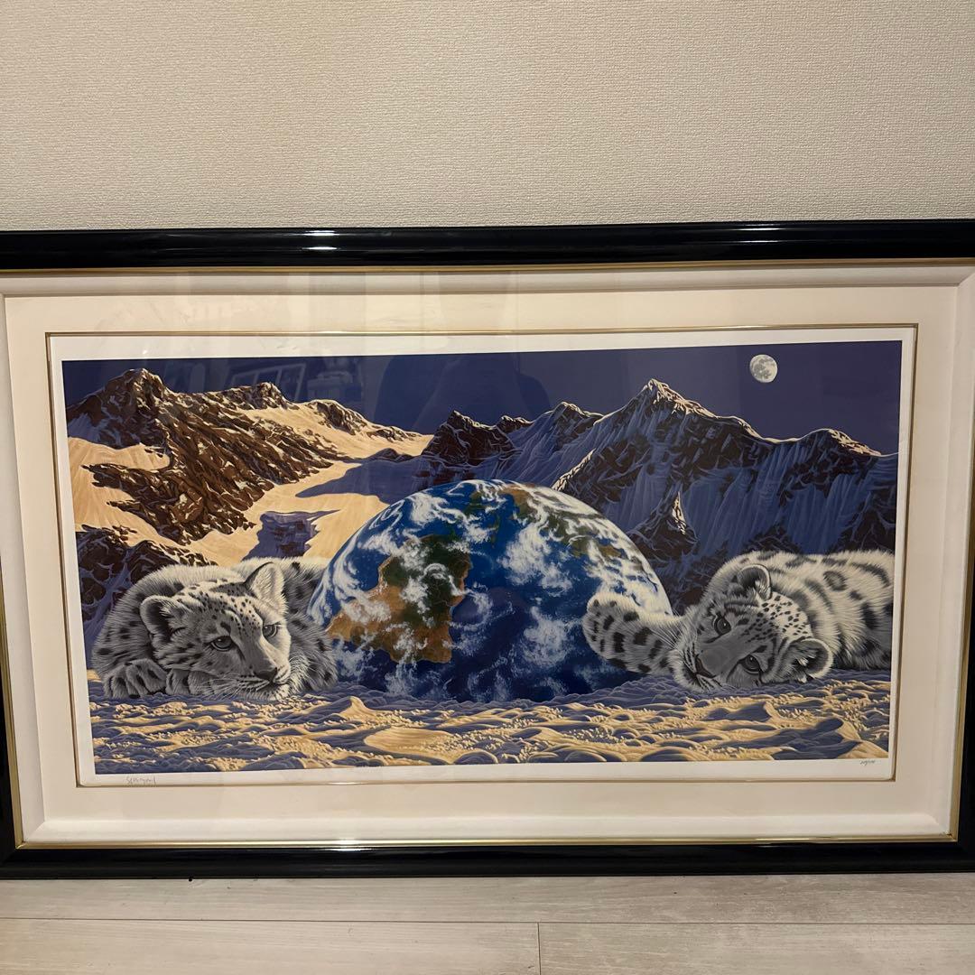 シム・シメール　絵画　『ライジングムーンセッティングサン』　シルクスクリーン