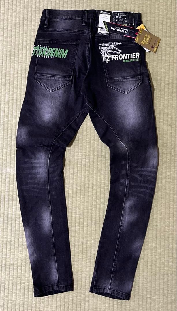 アイズフロンティア７３５０ＳデニムＧ　Ｍ寸カーゴパンツ７6cm上下組ブラック