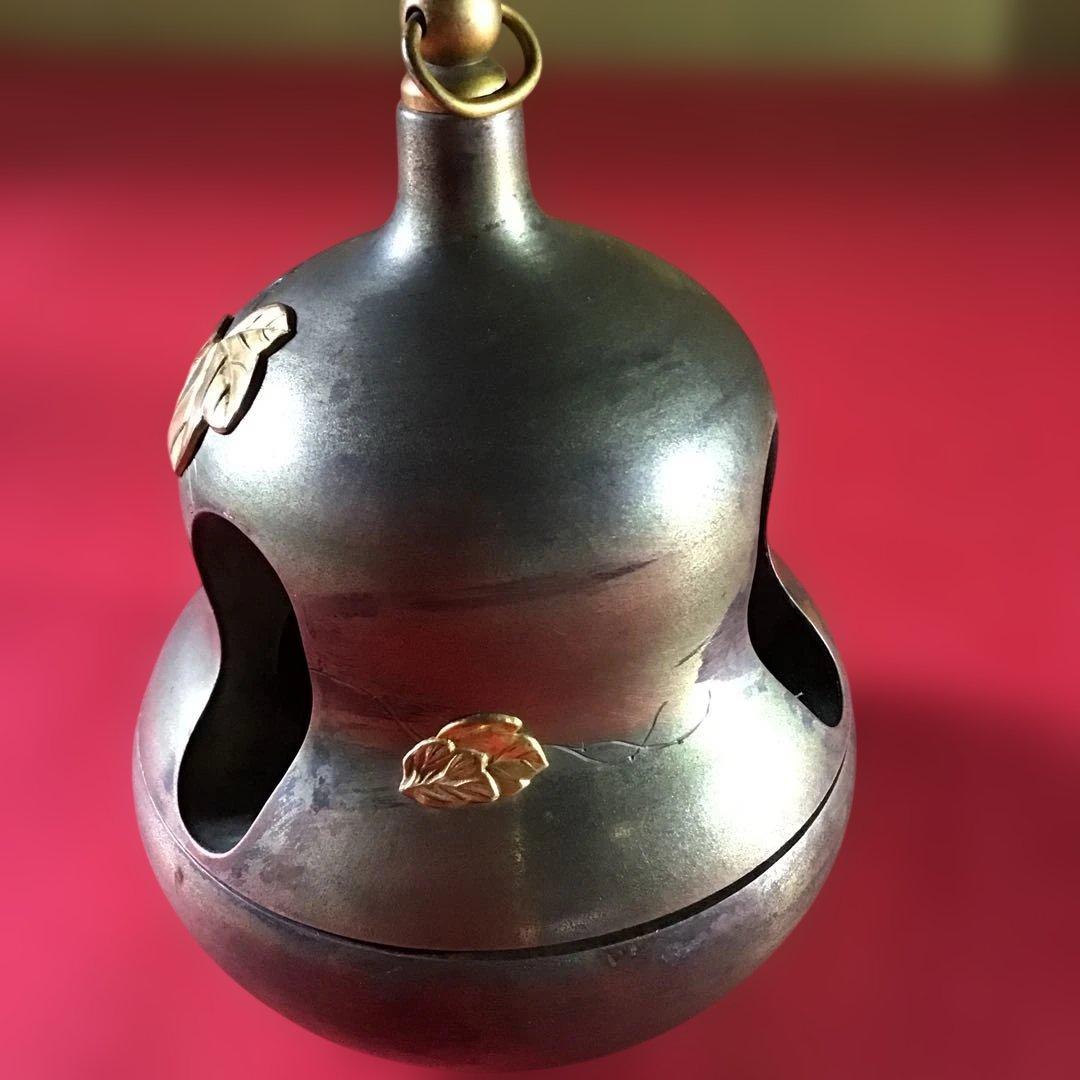 大珍品　白銅地据紋象嵌　香炉　アンティークライター付　昭和初期　　　B3