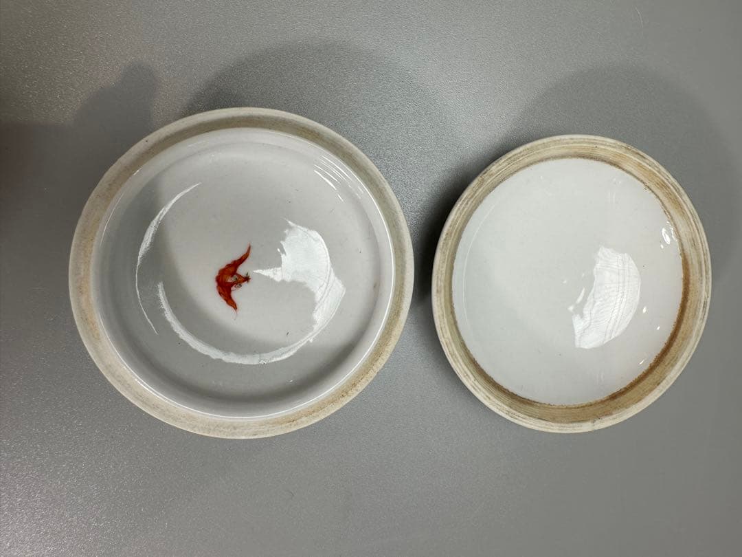 中国 色絵 桃蝙蝠 紋 香合