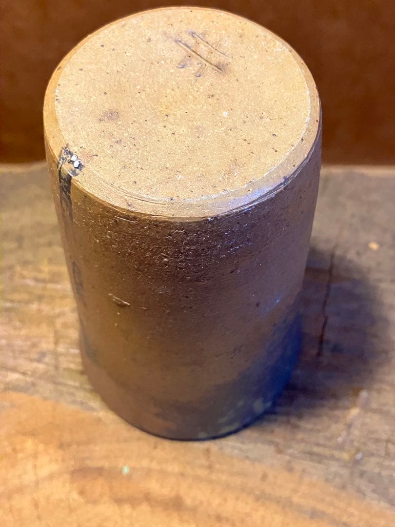 備前　焼き締め　ビアカップ　湯呑み