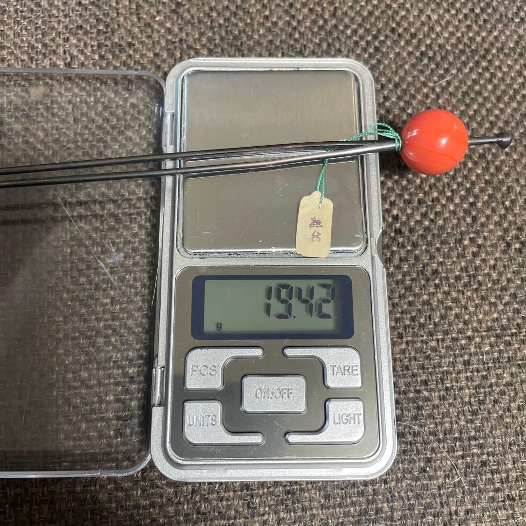 緒締 根付 緒締玉 サンゴ？珊瑚　銀簪髪飾り　珊瑚ルース昭和レトロ　古美術提げ物