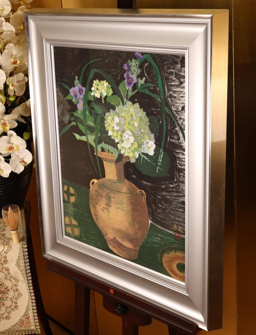 BK283　小倉遊亀 「 つゆくさ 」 184/300　手摺京版画　10号