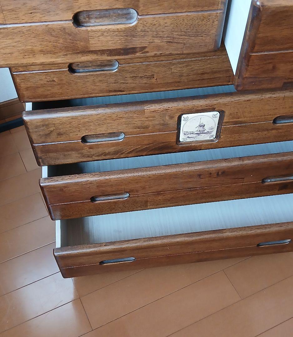 木製ダークブラウンチェスト 引き出し7つ