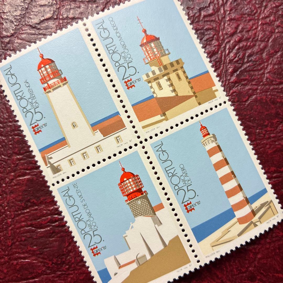 76855セール現品限　外国切手　ポルトガル発行切手展4種揃田型灯台