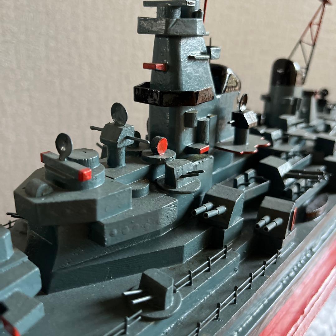 美品　木製模型　艦船　ミズーリ　スタンド付き