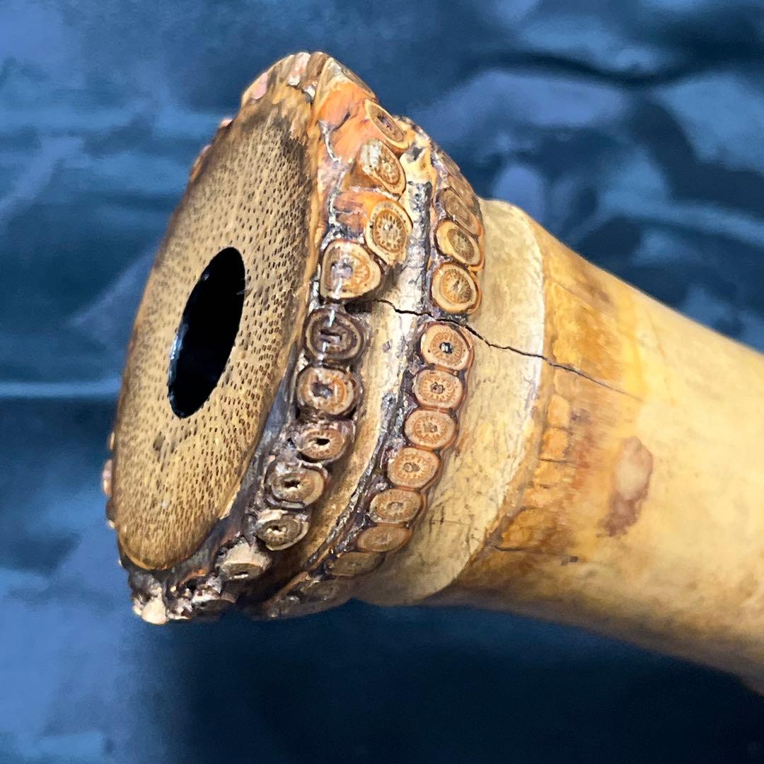 尺八 琴古流 在銘 一尺九寸管 中継ぎ籐巻き銀三線 【音出し確認済み】