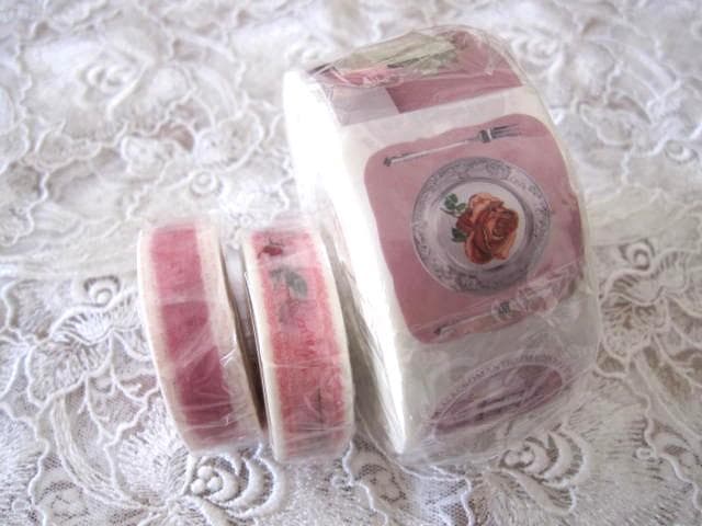 アロマンティック3点♡LALACROMANTICロールシール＆レースと薔薇マステ