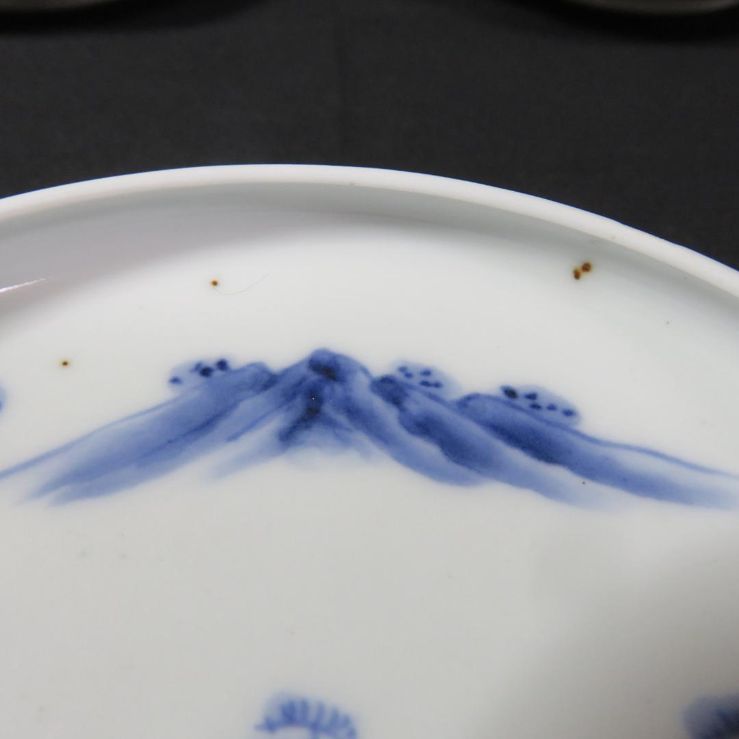小皿 手塩皿 豆皿 染付 鍋島 古伊万里 山水 上手物 変わり縁 窯傷
