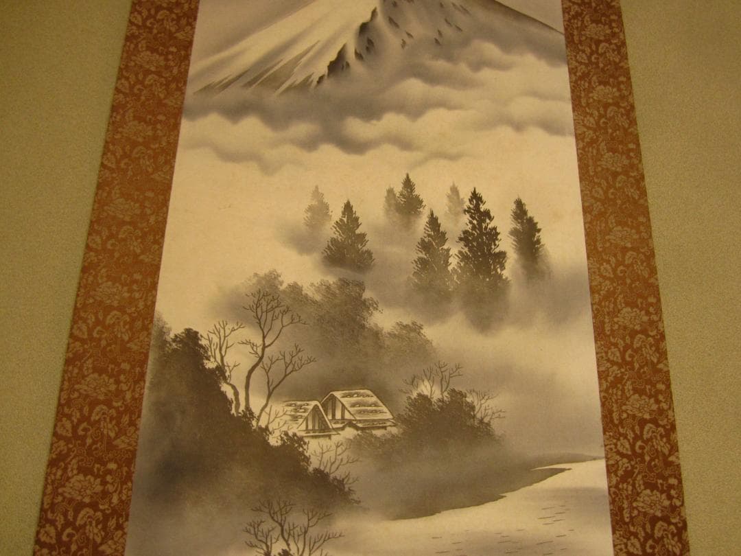 ◆掛軸 水墨画 華岳◆Japanese arts hanging scroll