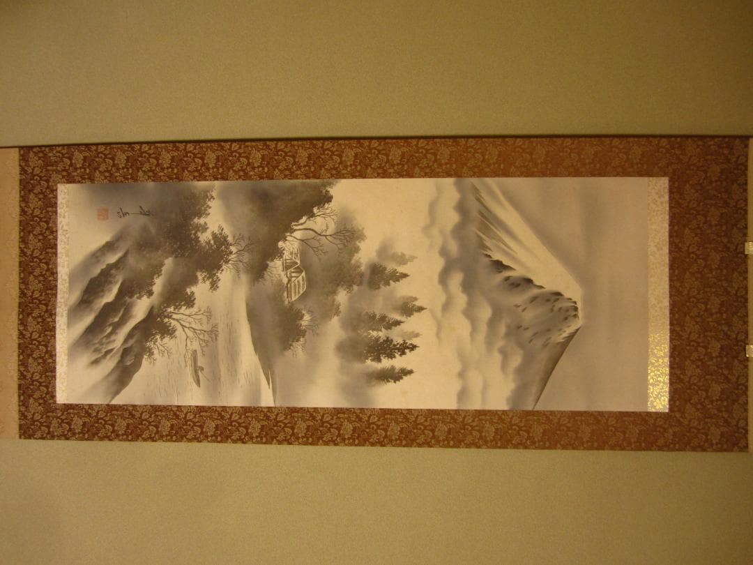 ◆掛軸 水墨画 華岳◆Japanese arts hanging scroll