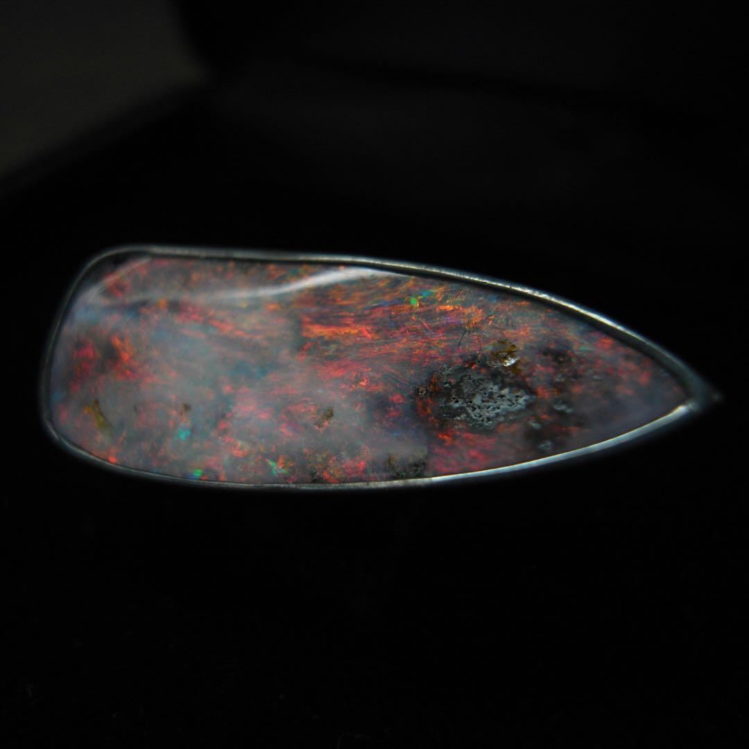 希少 大型 アンティーク 宝石 ジュエリー 遊色 ボルダー オパール ブローチ