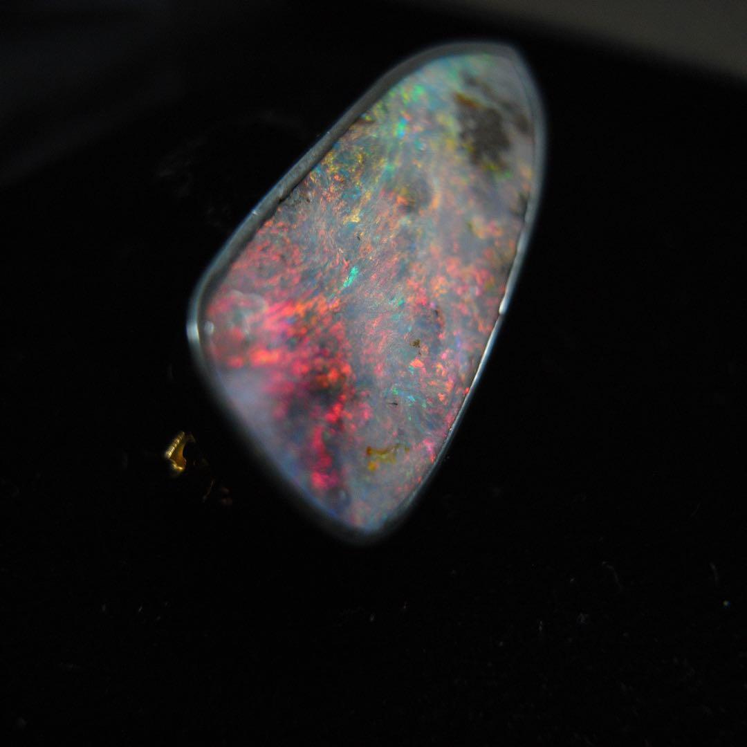 希少 大型 アンティーク 宝石 ジュエリー 遊色 ボルダー オパール ブローチ