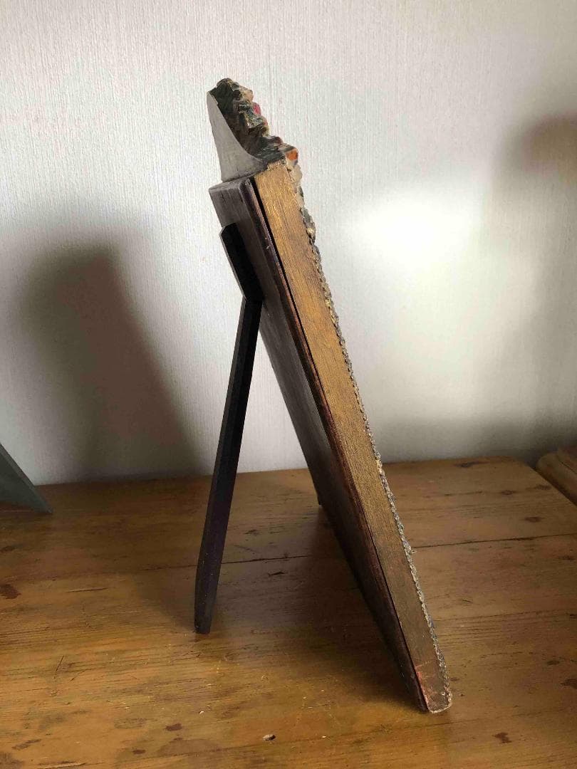 英国アンティークバーボラミラー/鏡/薔薇/ローズ柄 H33