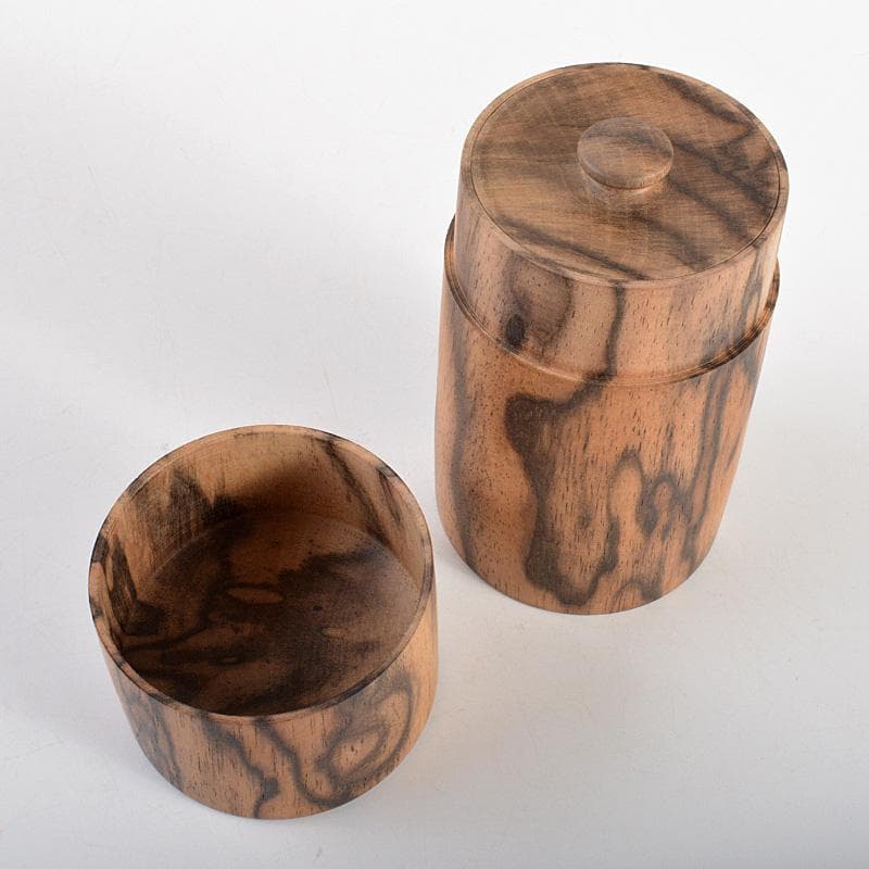 茶道具　黒柿製　黒柿造り　茶筒　共箱　M　6064