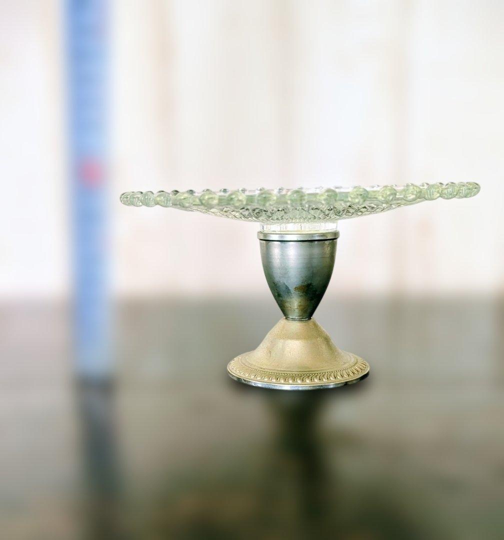 Duchin Sterling　ガラス製ケーキスタンド　アンティーク