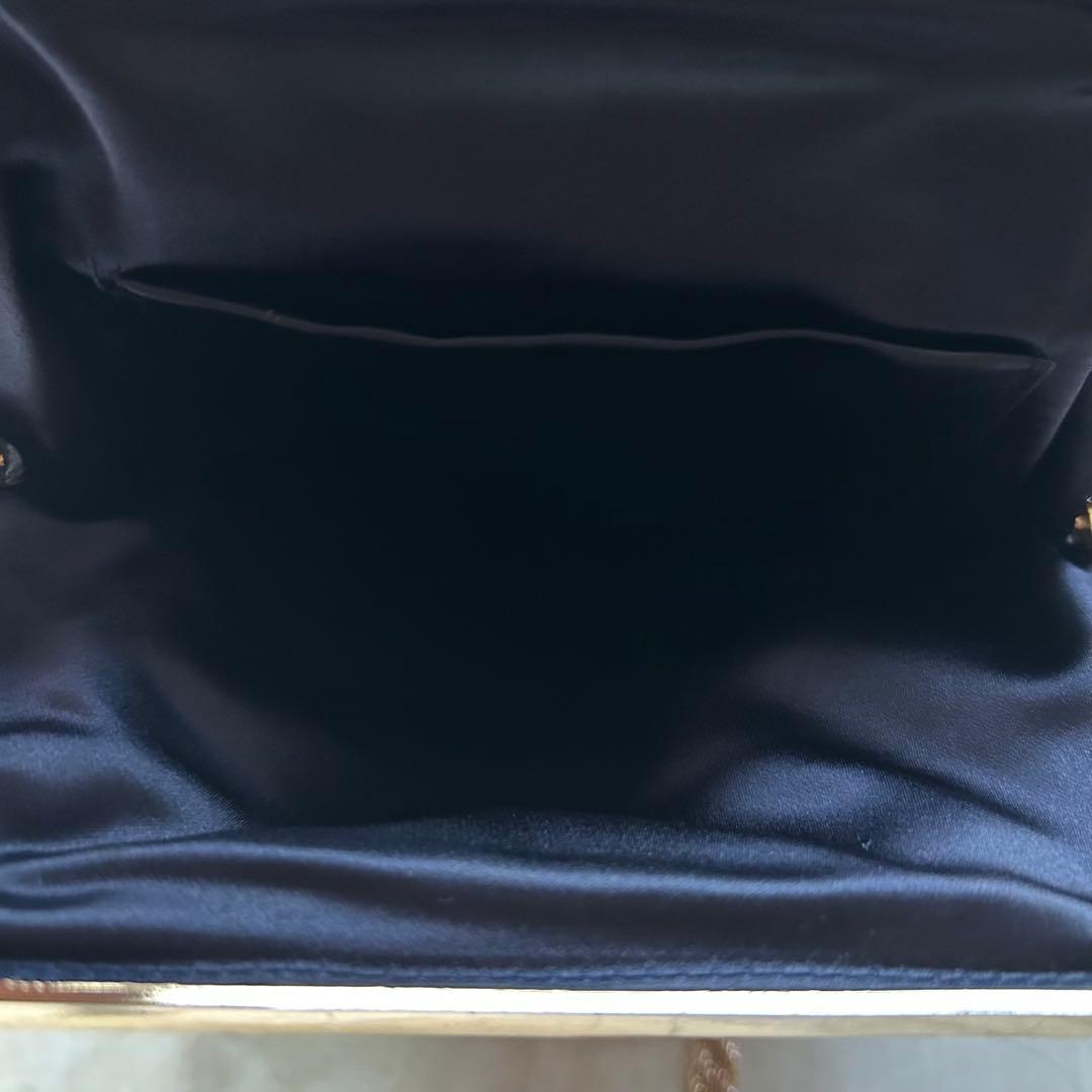 ビーズ刺繍 夜空　お城　ゴールドチェーンショルダーバッグ　フリンジ