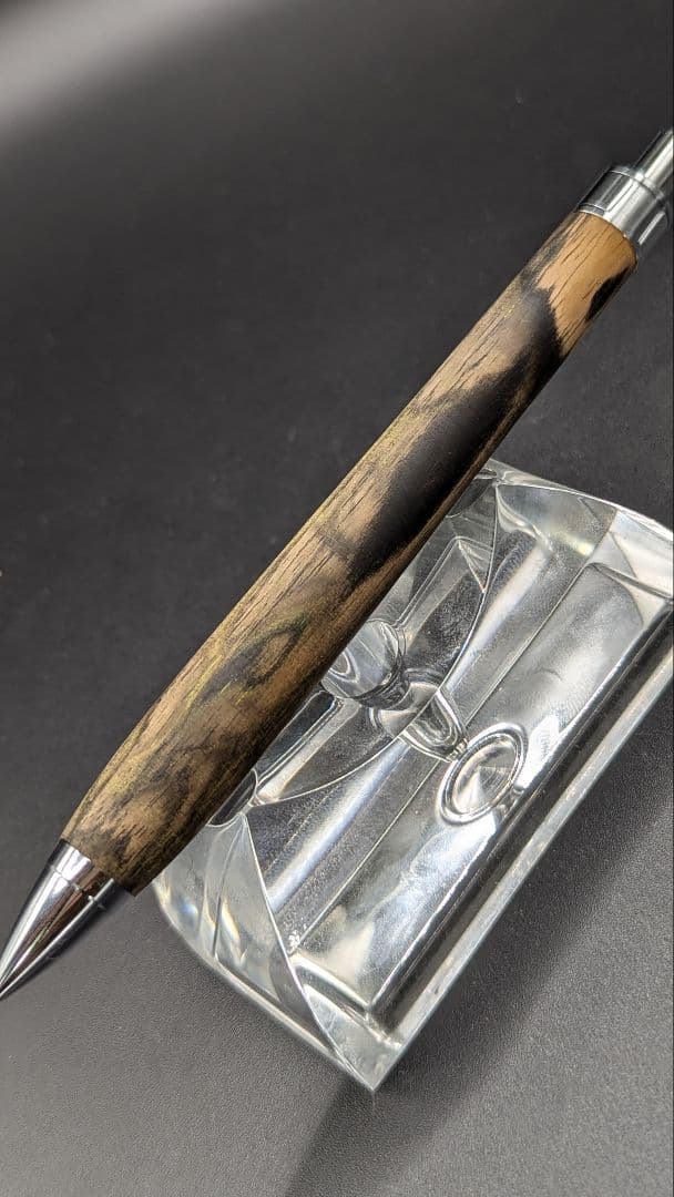 356ペン工房翌檜　特上　黒柿　緑孔雀杢　木軸シャーペン　ボールペン